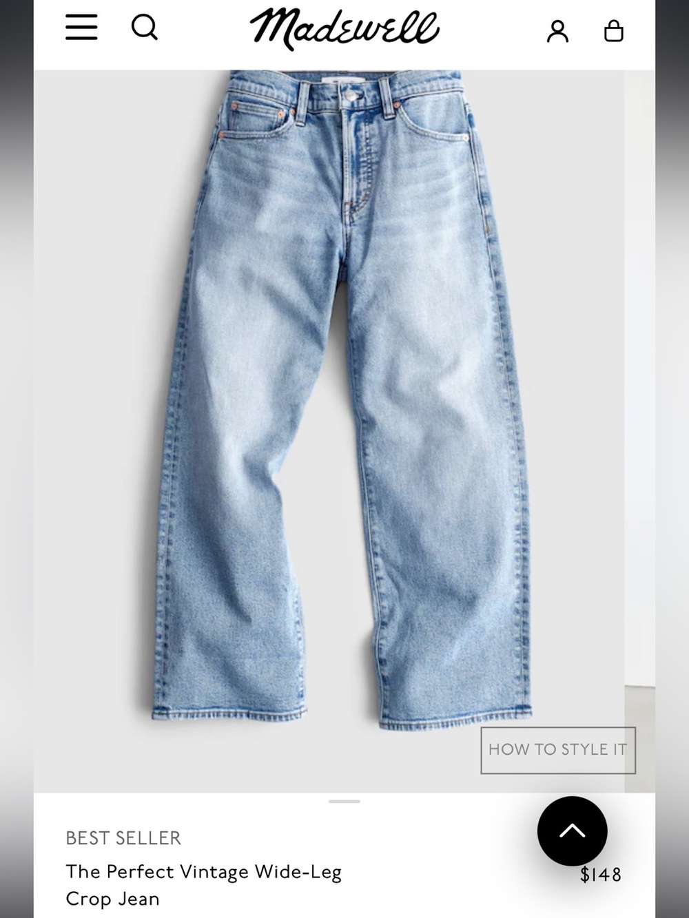 Madewell The Perfect Vintage Wide-Leg Cropped Jeans In Light Wash